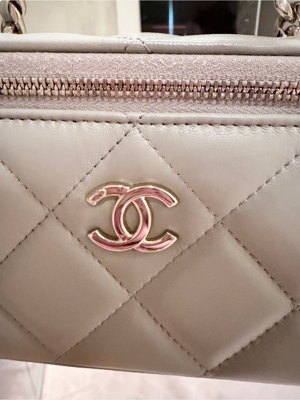 CHANEL Quilted Mini Vanity Bag in Beige with Gold Hardware - Picture 2 of 7